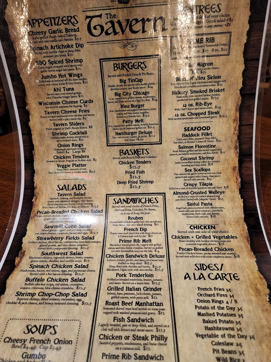 Menu Hall's Tavern At Coventry-9