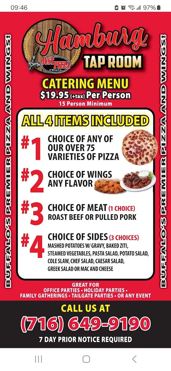 Menu Hamburg Taproom - Just Pizza & Wing Company-1