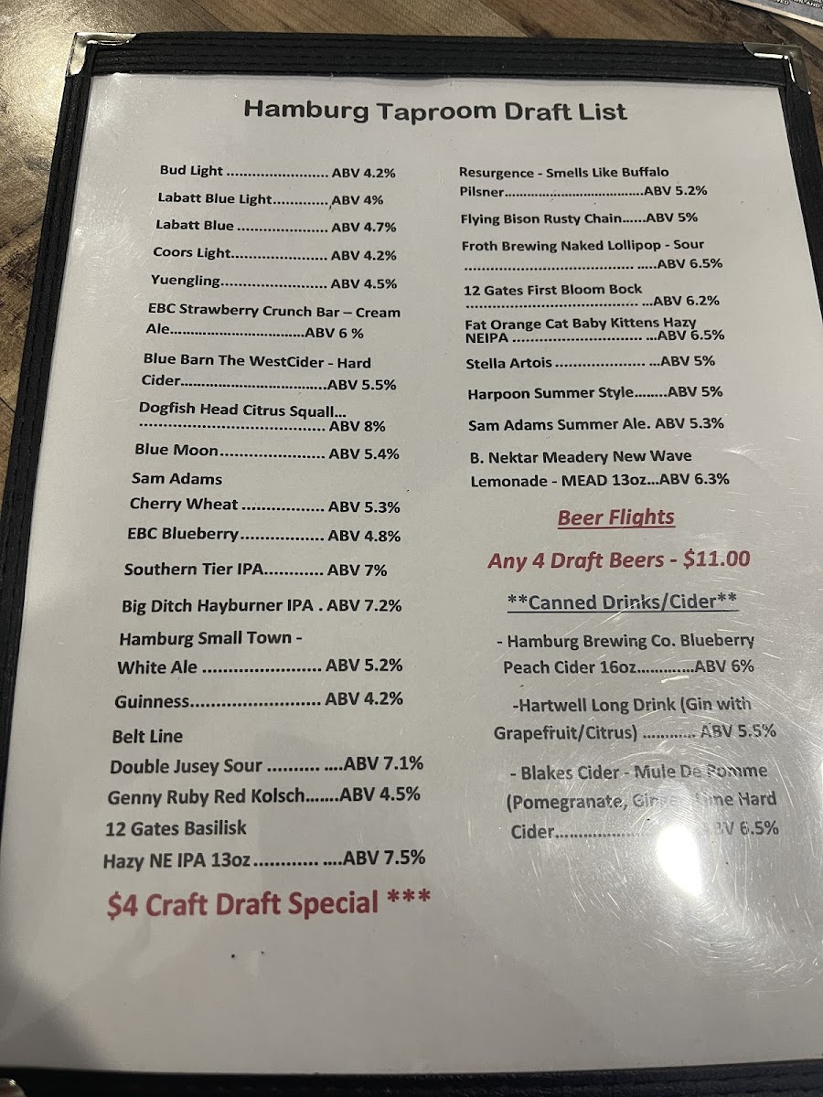 Menu Hamburg Taproom - Just Pizza & Wing Company-8