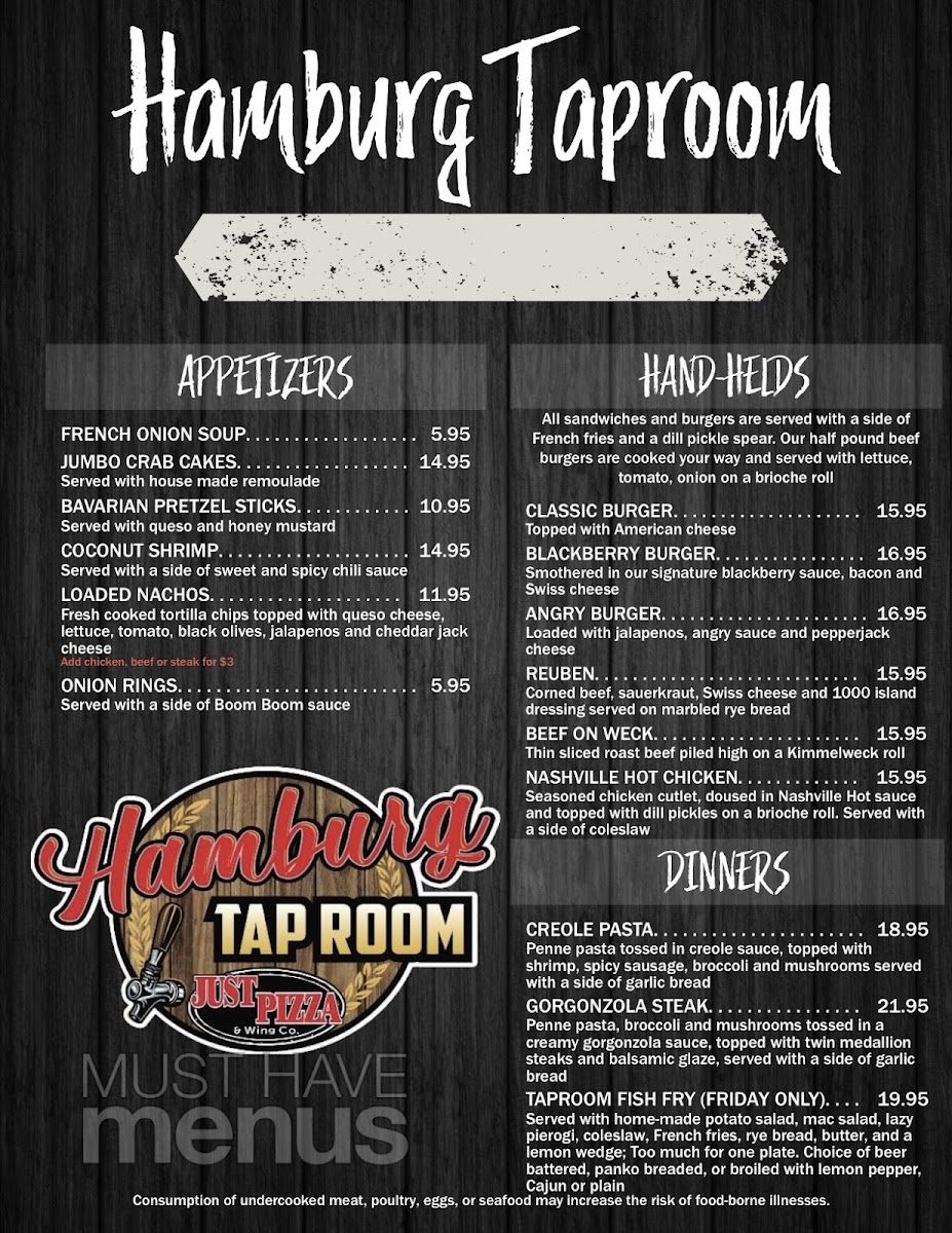 Menu Hamburg Taproom - Just Pizza & Wing Company-9