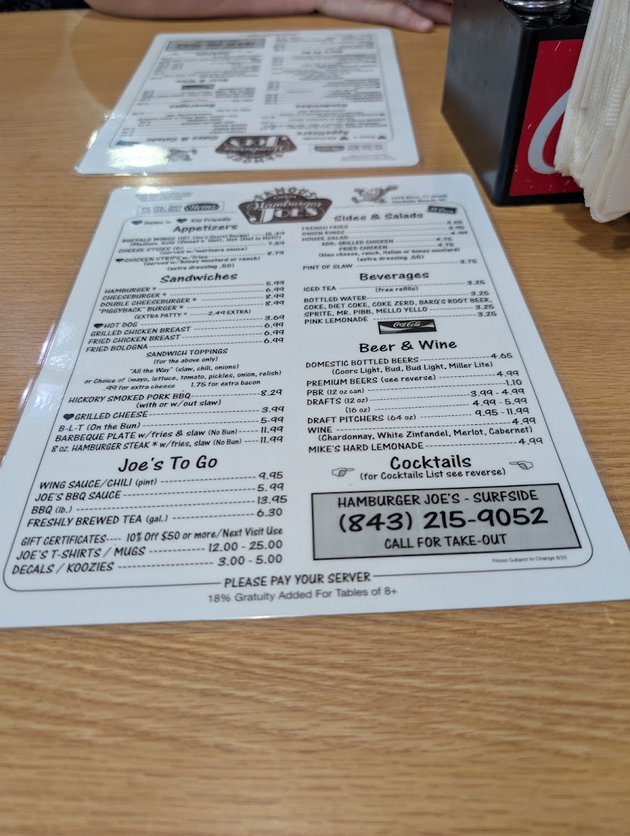 Menu Hamburger Joe's Of Surfside-2