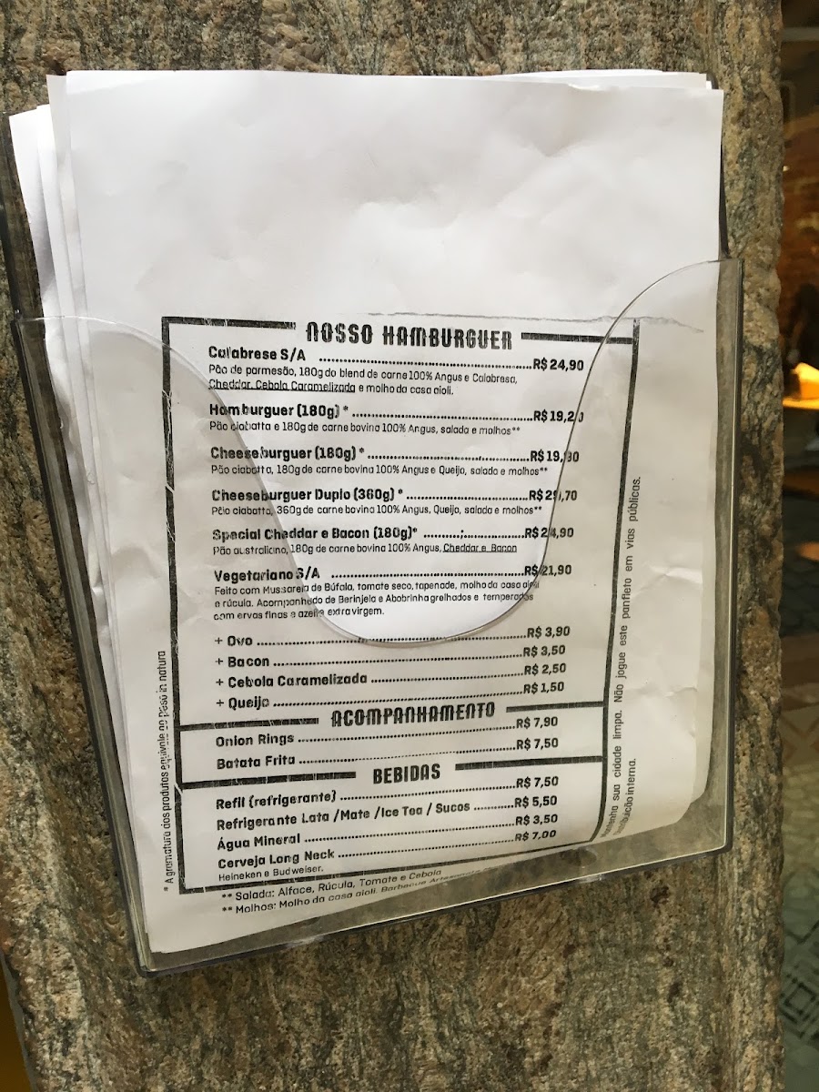 Menu Hamburgueria Sa No Centro - Rj-10