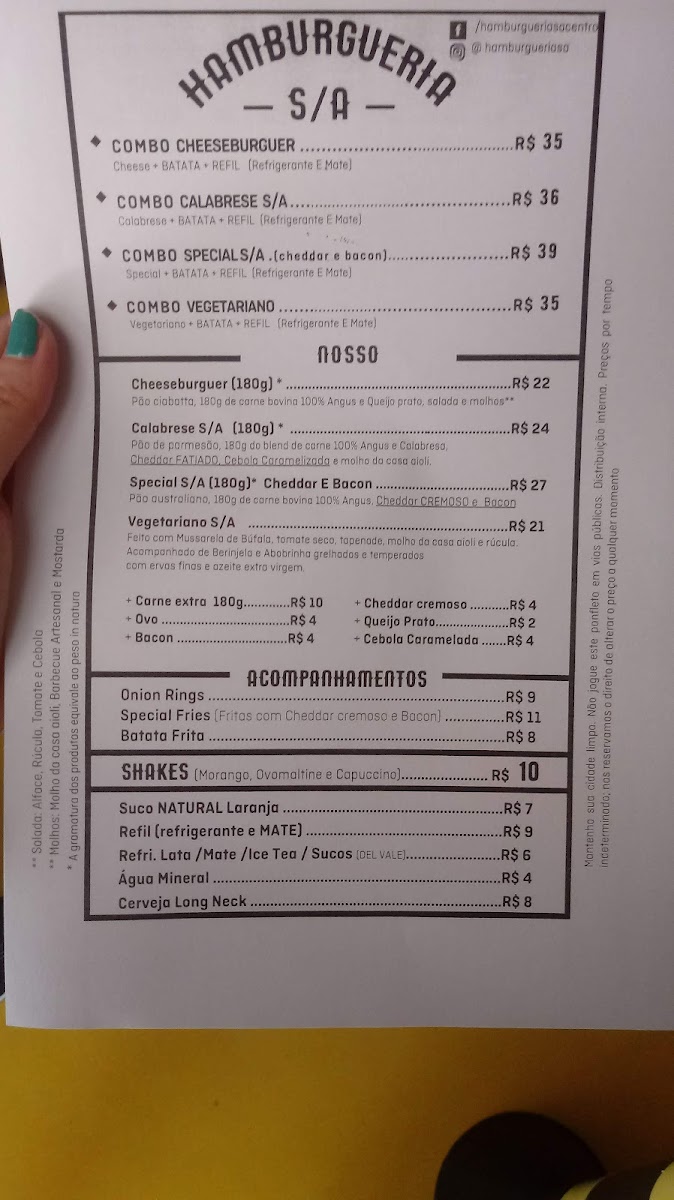 Menu Hamburgueria Sa No Centro - Rj-8