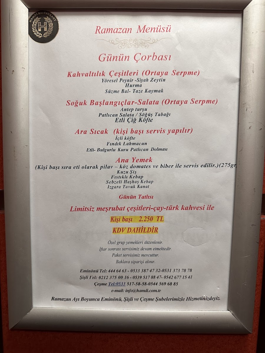 Menu Hamdi Restaurant - Eminönü-2