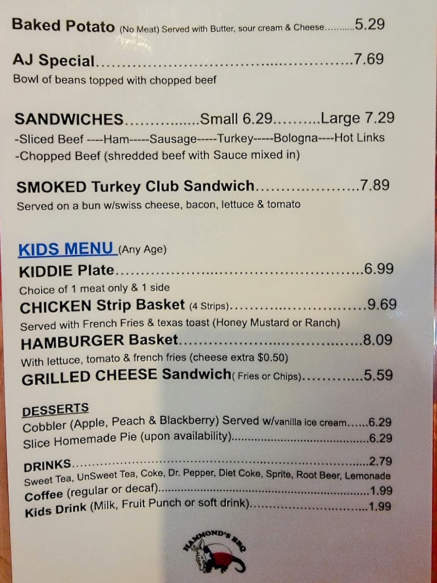 Menu Hammond's Bbq-2
