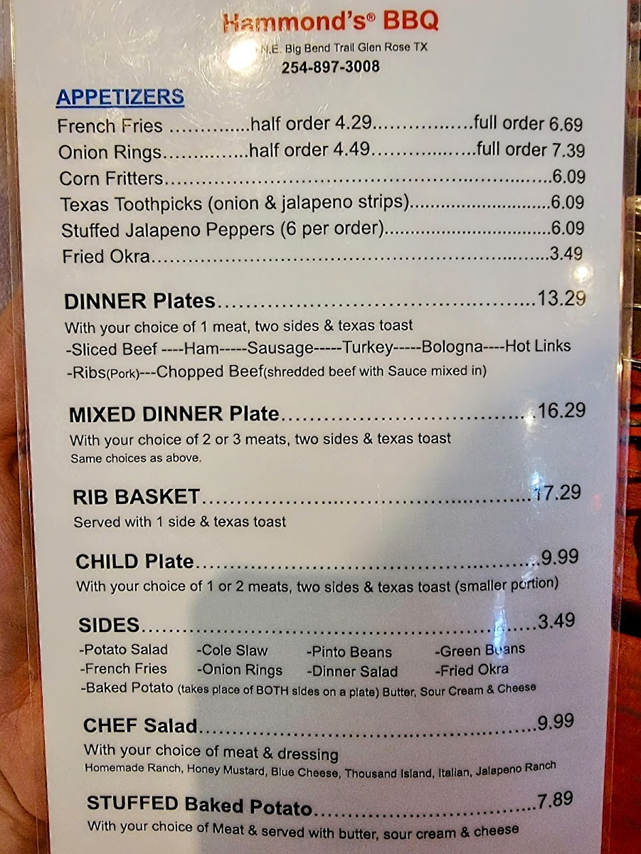 Menu Hammond's Bbq-3