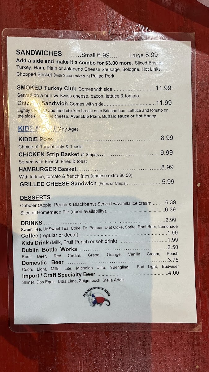 Menu Hammond's Bbq-6