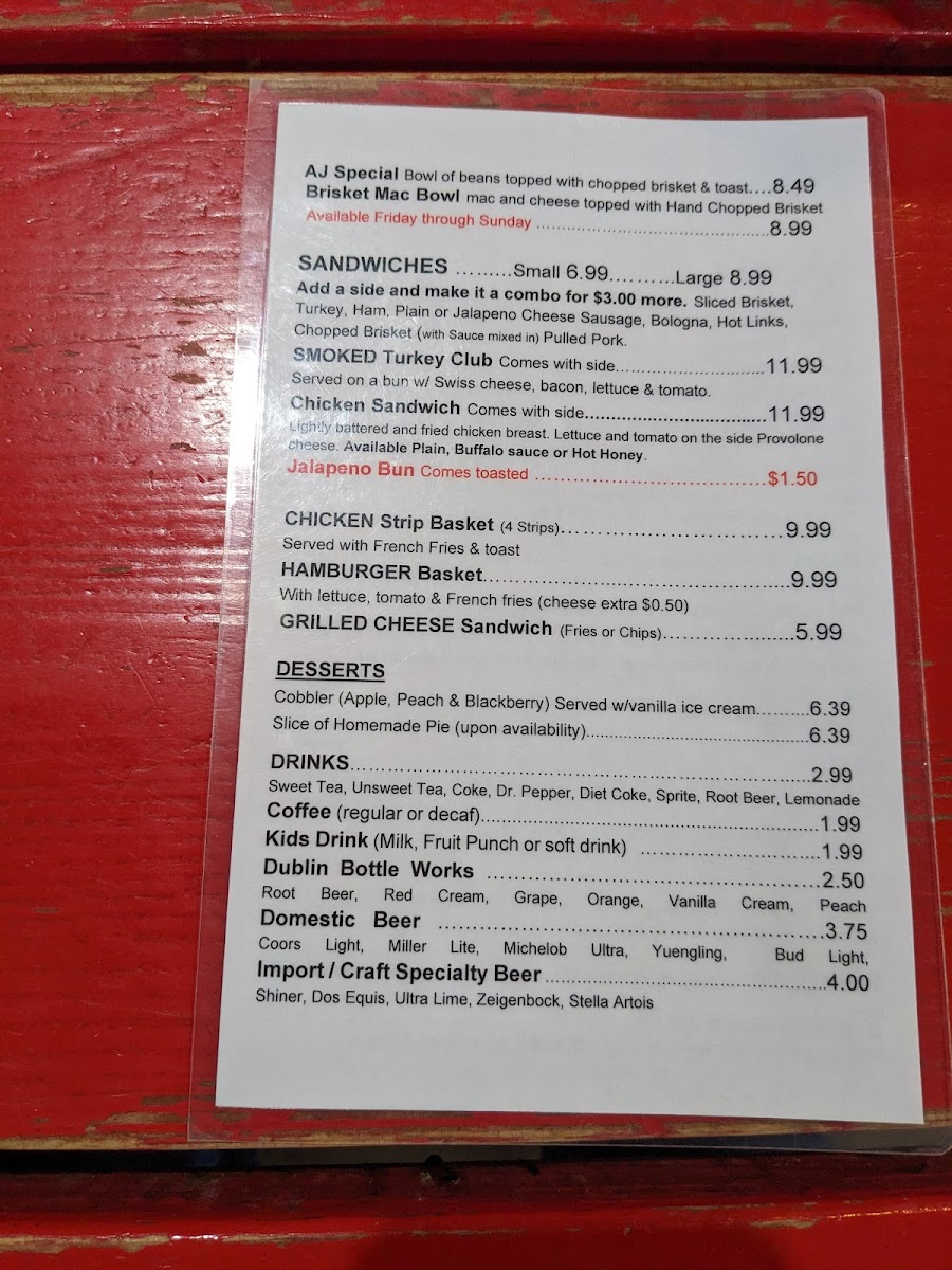 Menu Hammond's Bbq-7
