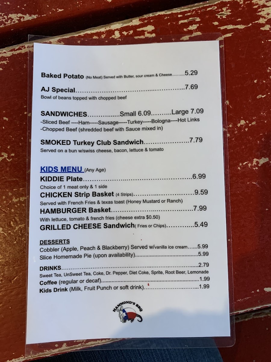Menu Hammond's Bbq-8