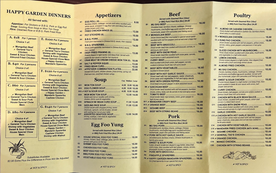 Menu Happy Garden Chinese Restaurant-1