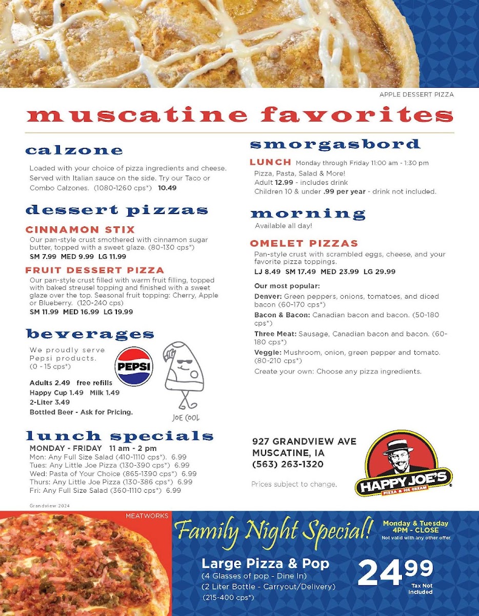 Menu Happy Joe's Pizza & Ice Cream - Muscatine- Grandview-9