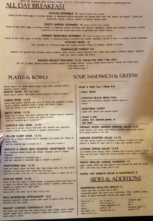 Menu Harlow-3