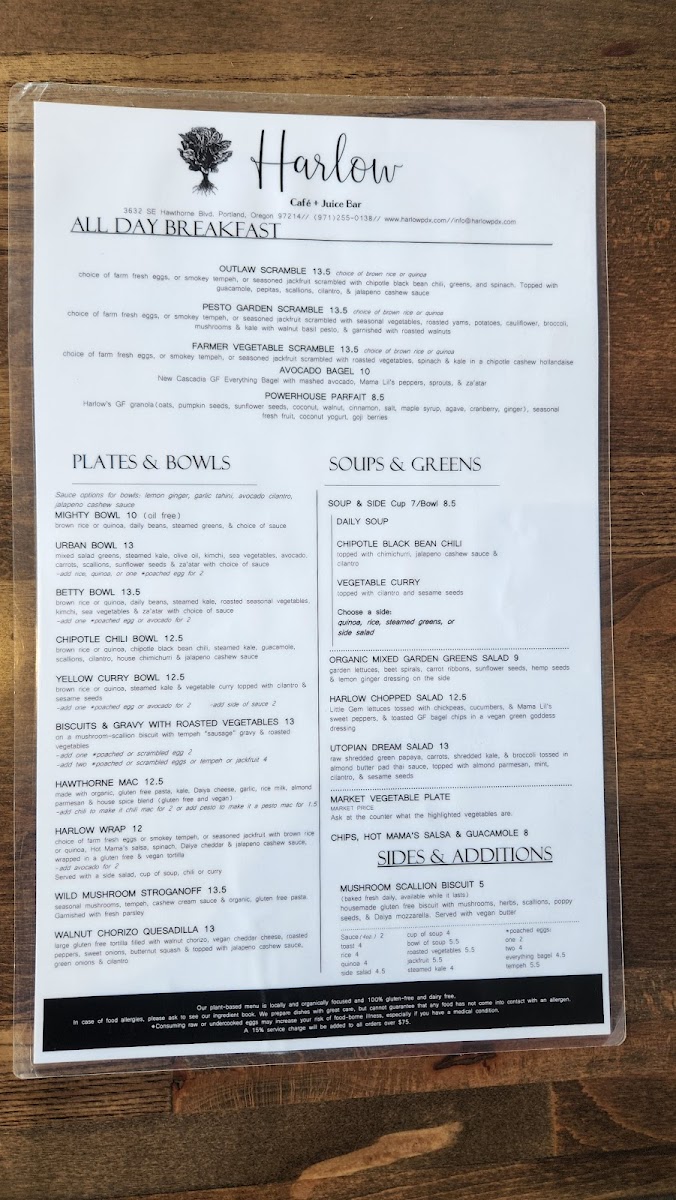 Menu Harlow-4