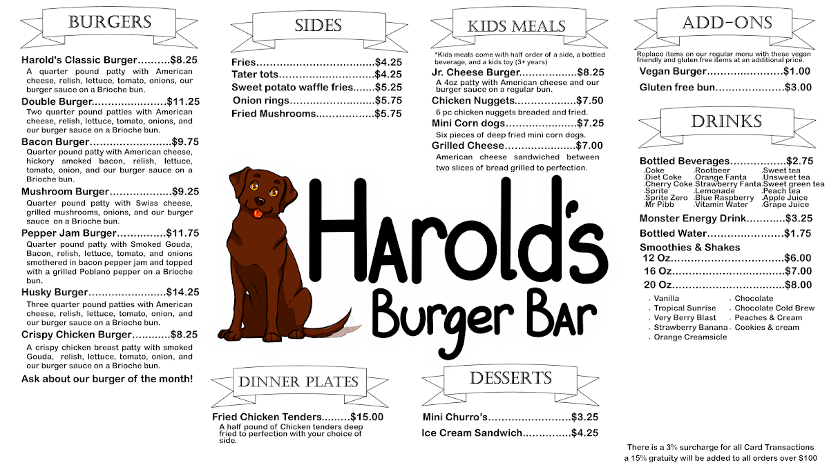 Menu Harold's Burger Bar-1