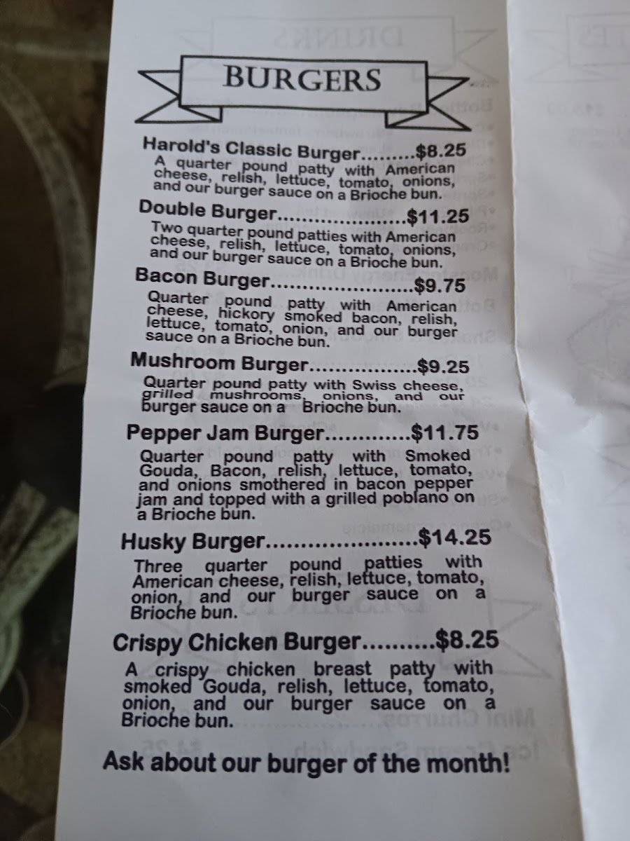 Menu Harold's Burger Bar-6