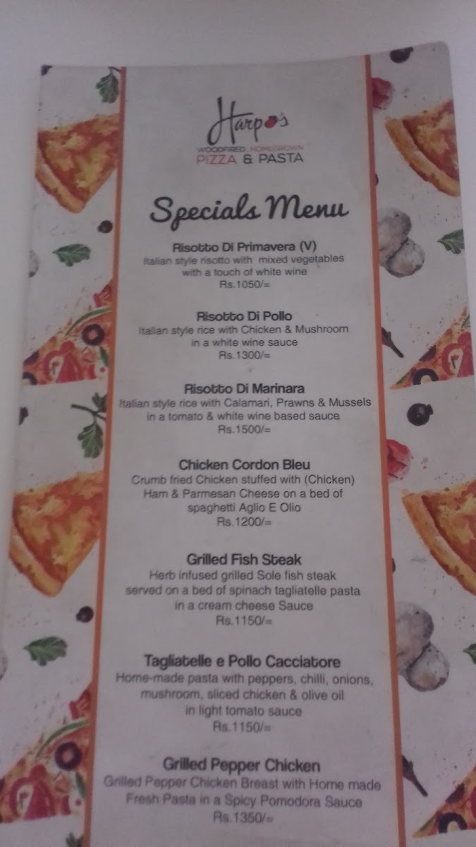 Menu Harpos Pizza And Pasta Nugegoda-10