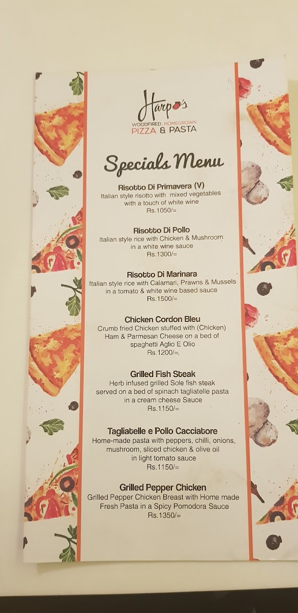 Menu Harpos Pizza And Pasta Nugegoda-8