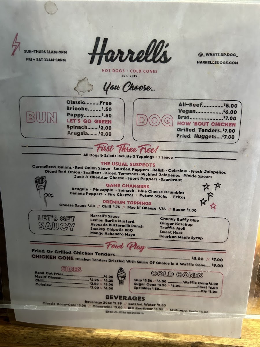 Menu Harrell's Hot Dogs + Cold Cones-9