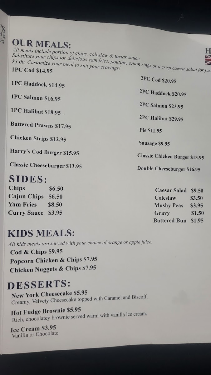 Menu Harry's Fish & Chips-1