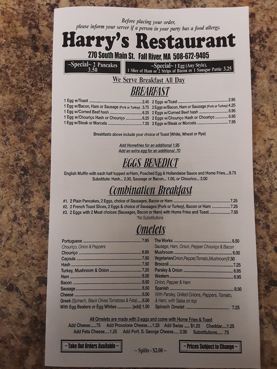 Menu Harry's Restaurant-2