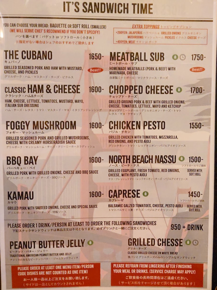 Menu Harry's Sandwich Company-1