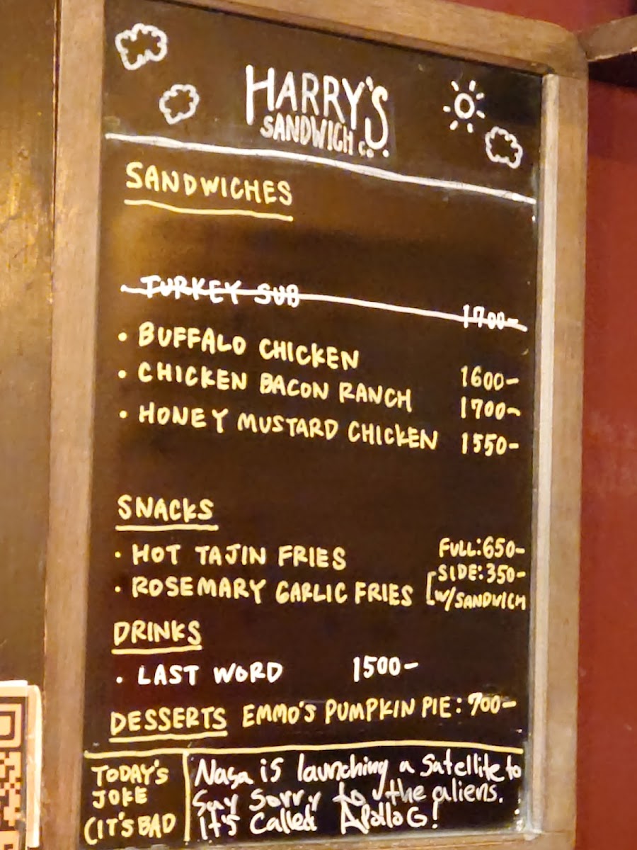 Menu Harry's Sandwich Company-7