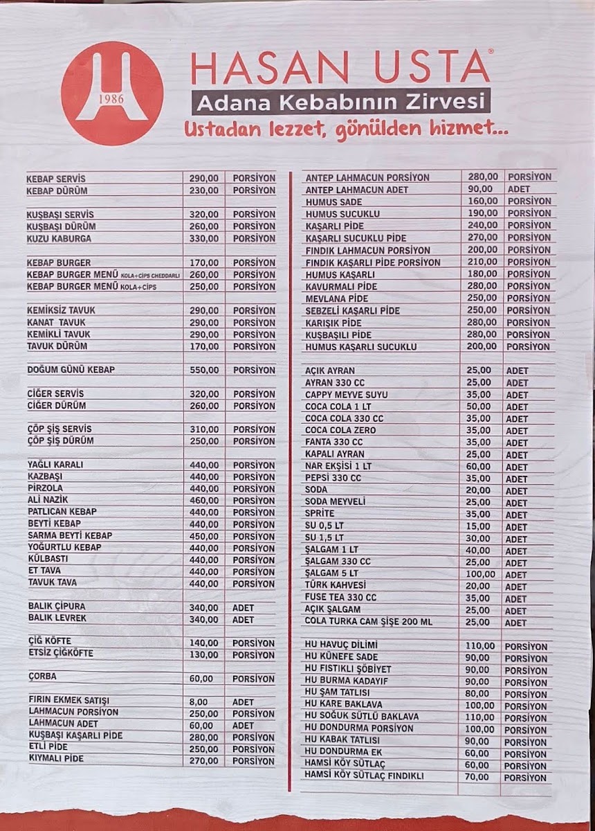 Menu Hasan Usta Kebap Kurttepe-1
