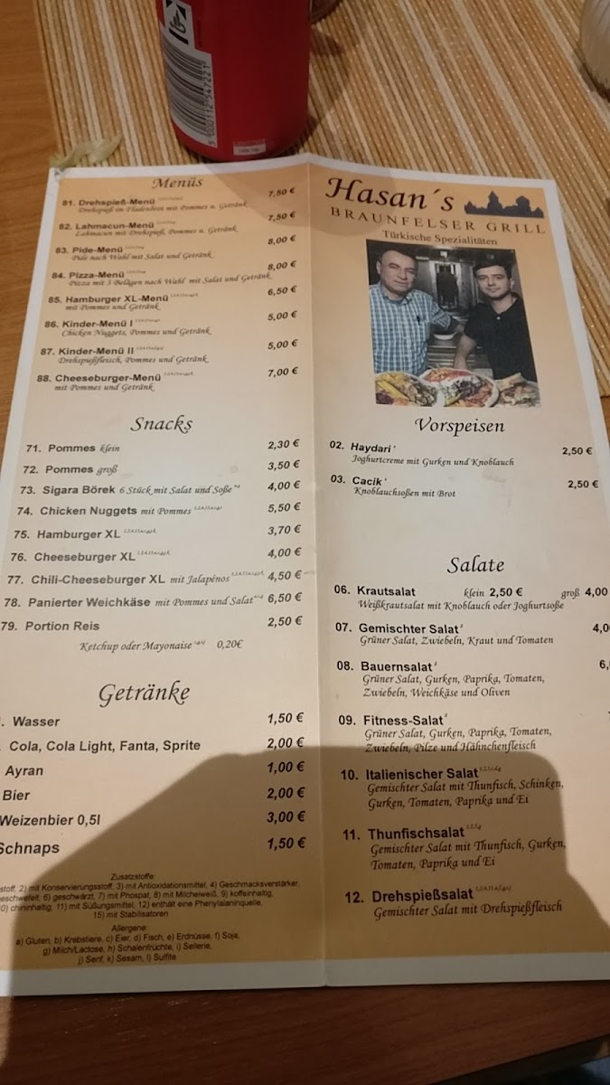 Menu Hasan's Braunfelser Grill-7