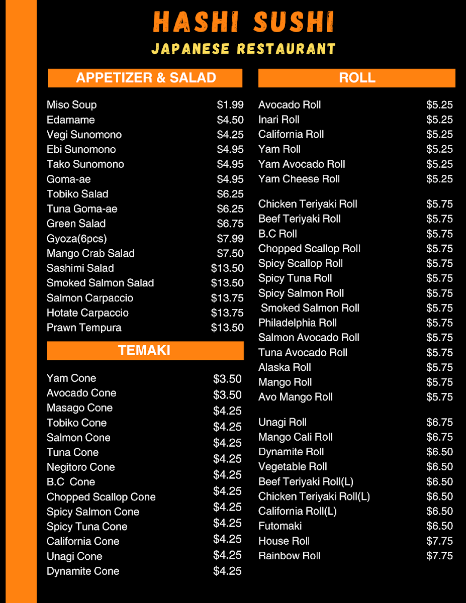 Menu Hashi Sushi Japanese Restaurant-1