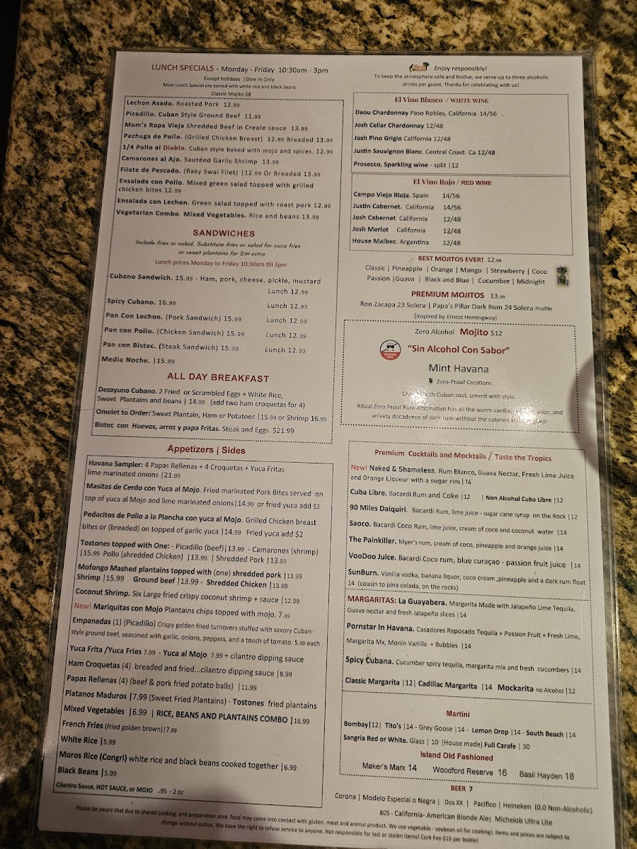 Menu Havana Mania-10