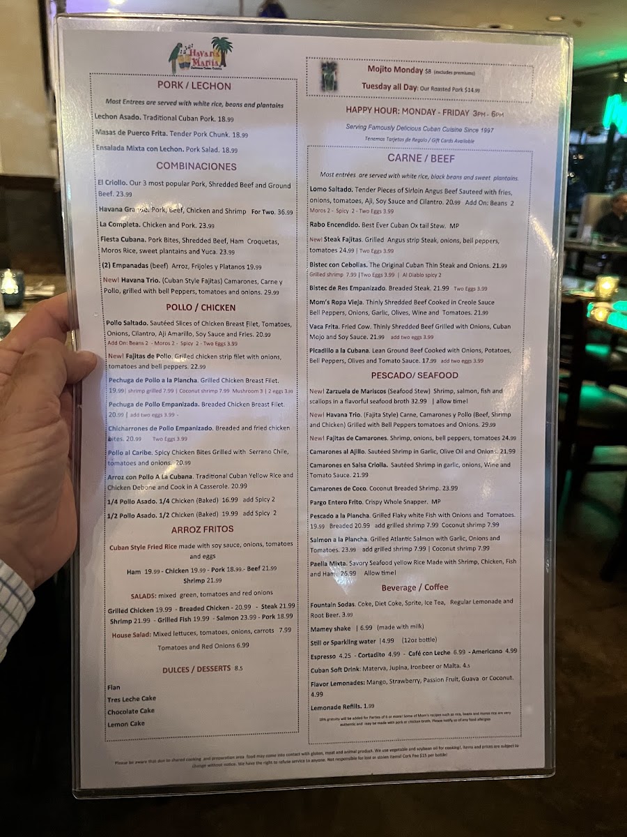 Menu Havana Mania-2