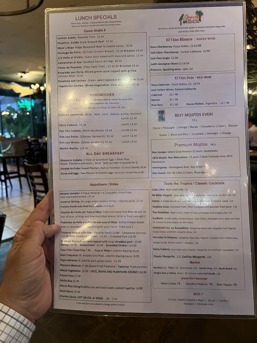 Menu Havana Mania-3