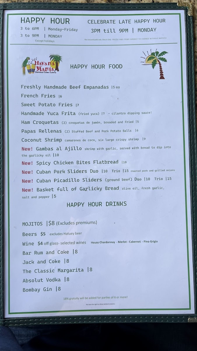 Menu Havana Mania-4