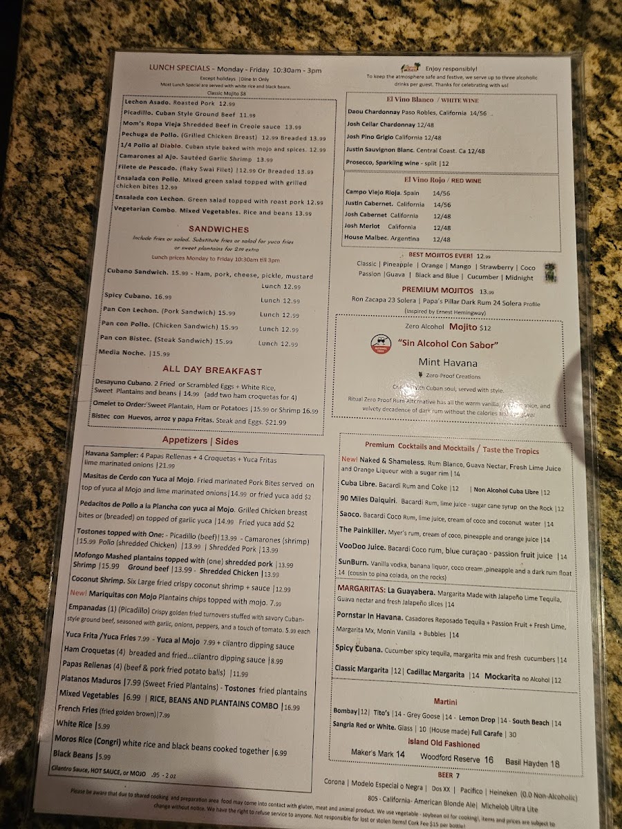 Menu Havana Mania-6