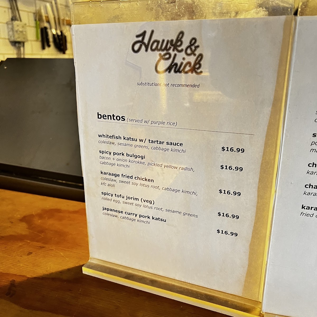 Menu Hawk & Chick-7