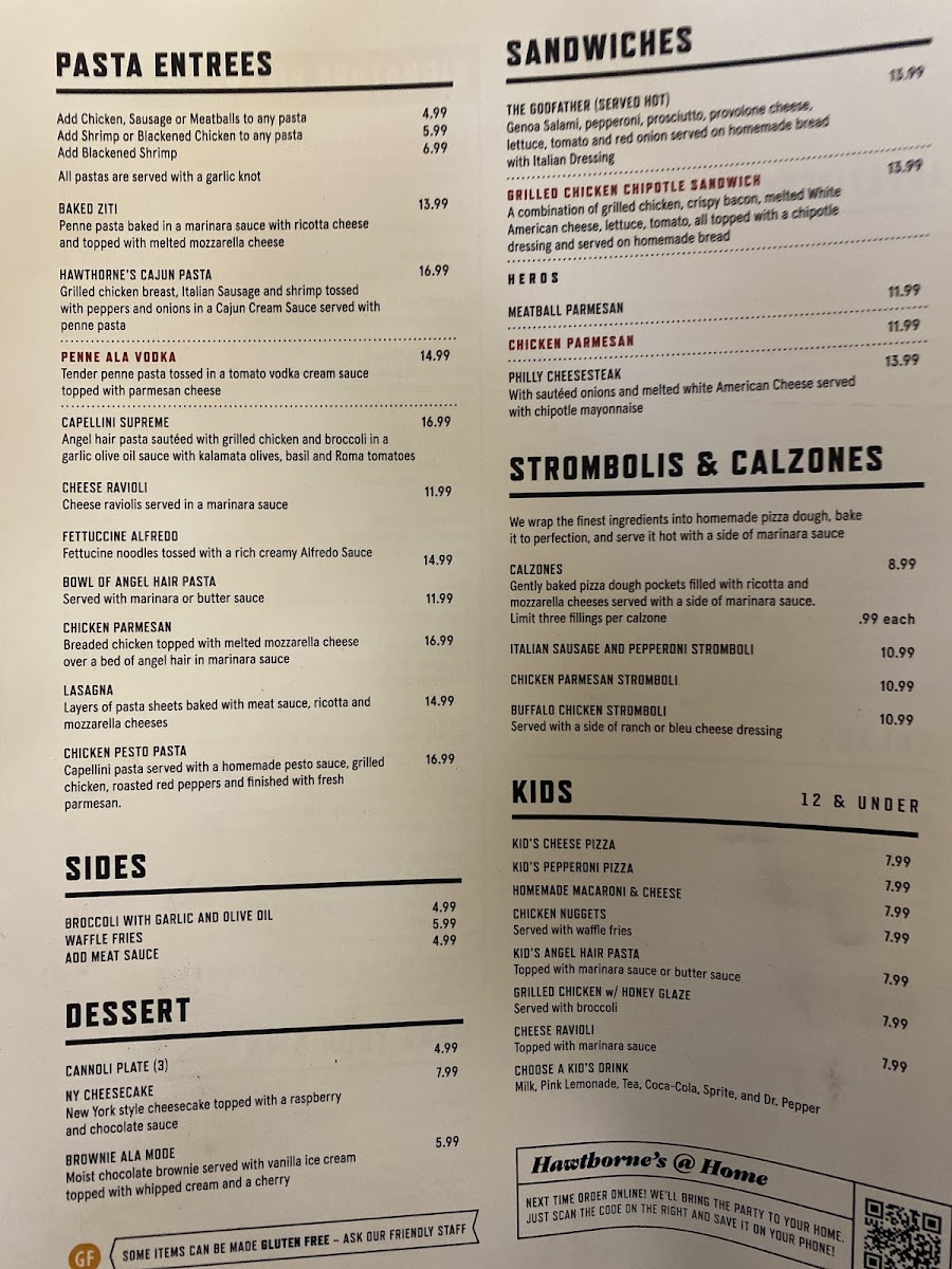 Menu Hawthorne's New York Pizza And Bar Mint Hill-1