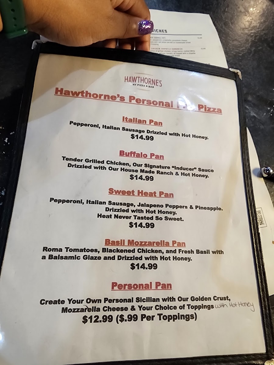 Menu Hawthorne's New York Pizza And Bar Mint Hill-6