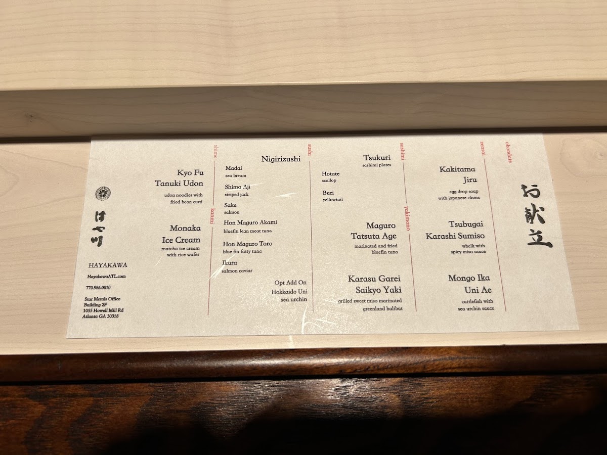 Menu Hayakawa-3