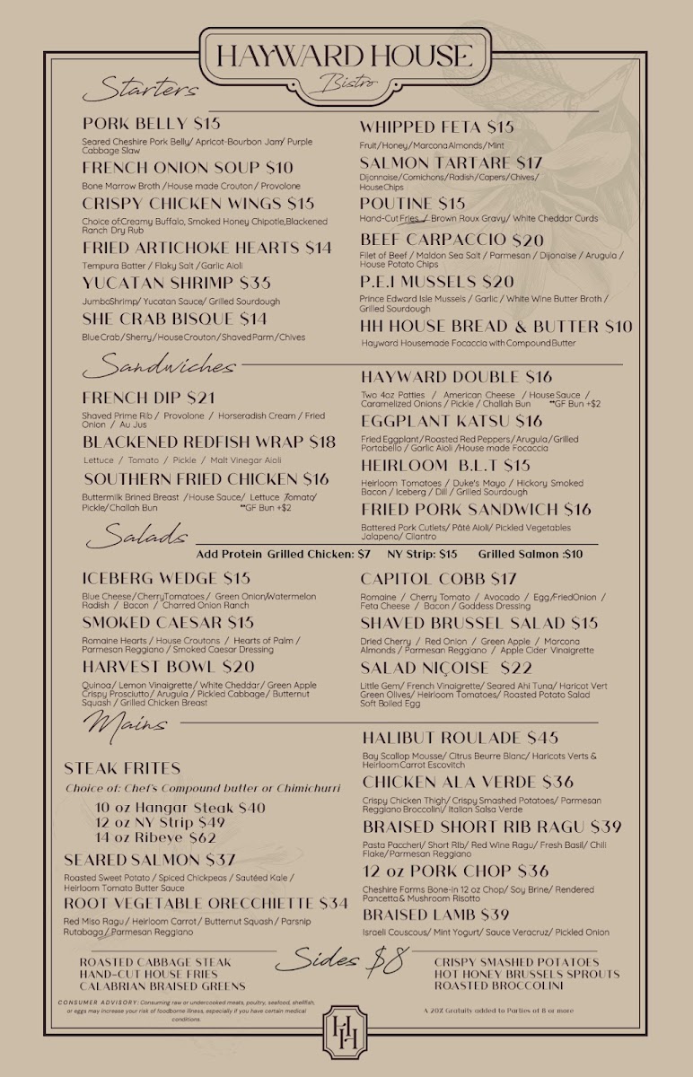 Menu Hayward House Bistro-1