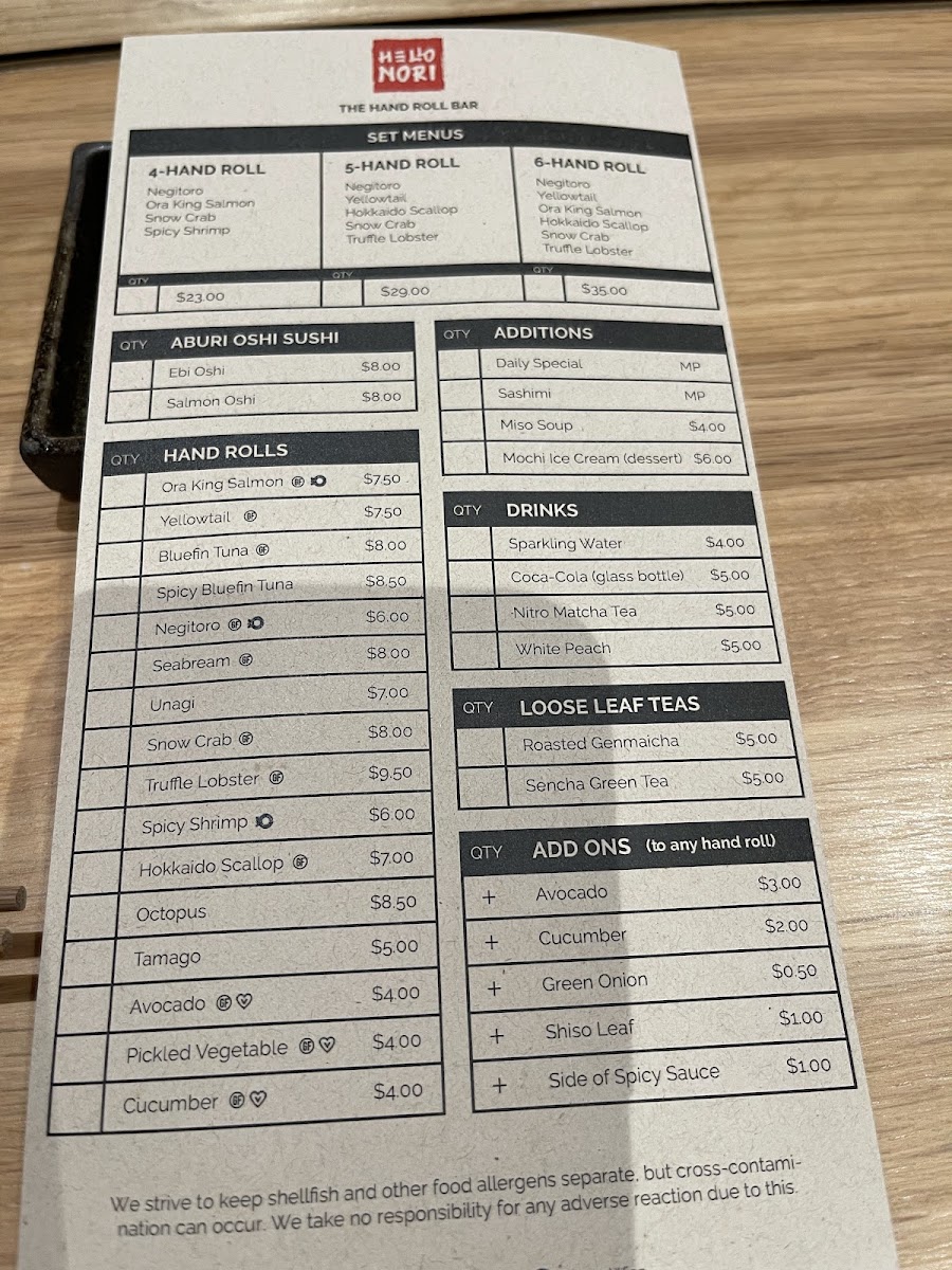 Menu Hello Nori - Richmond-9