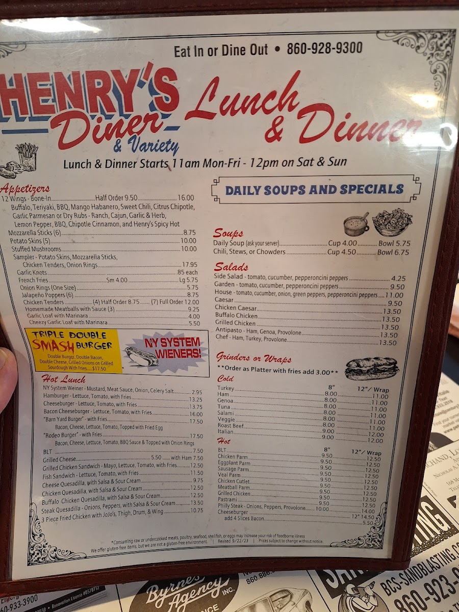 Menu Henry's Diner-10