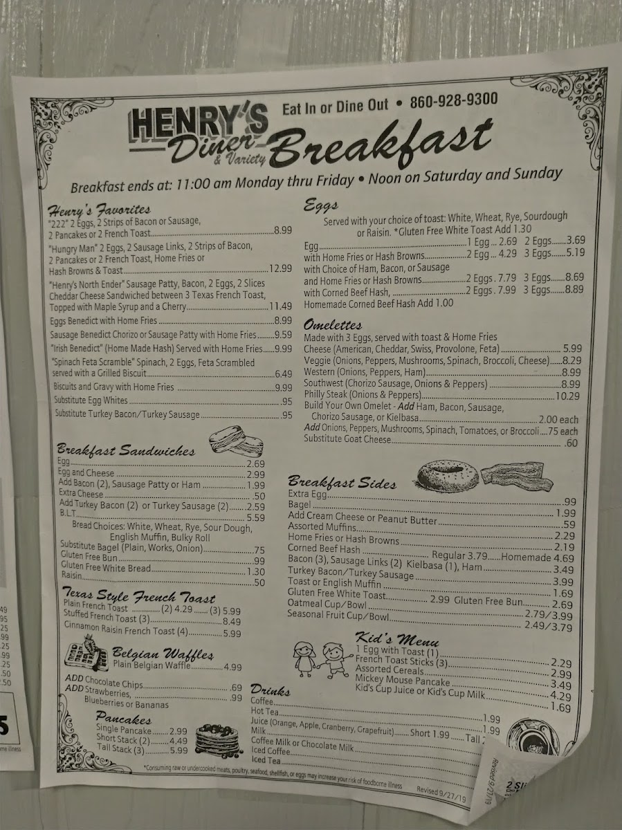 Menu Henry's Diner-8