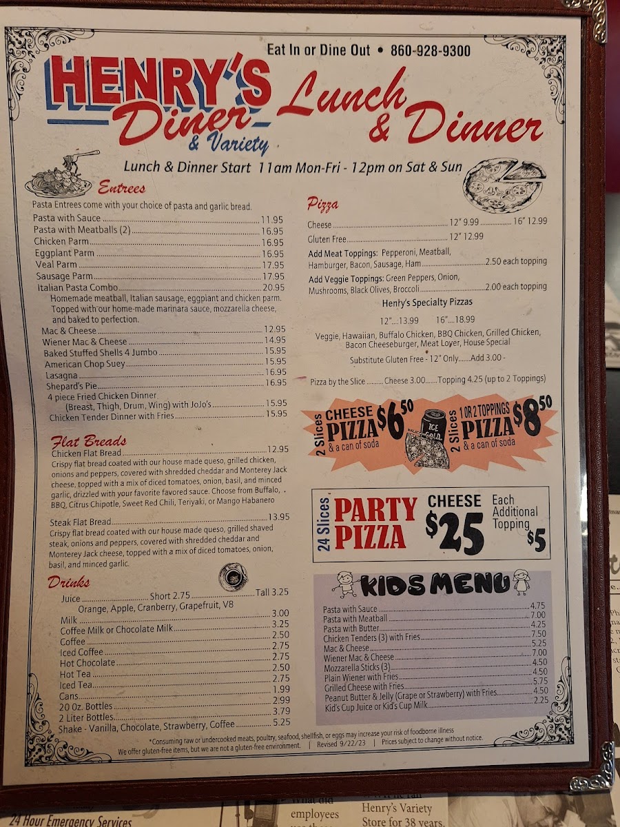 Menu Henry's Diner-9
