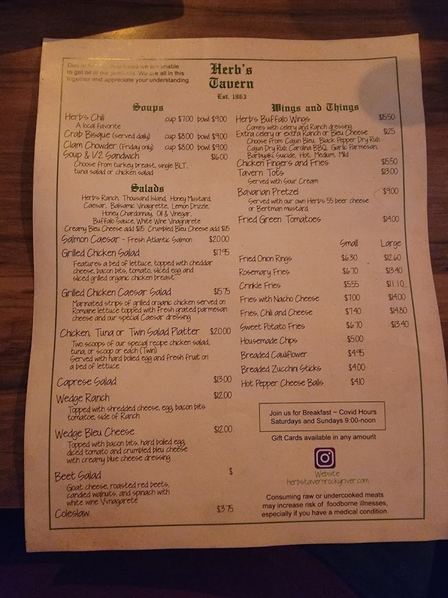 Menu Herb's Tavern-1