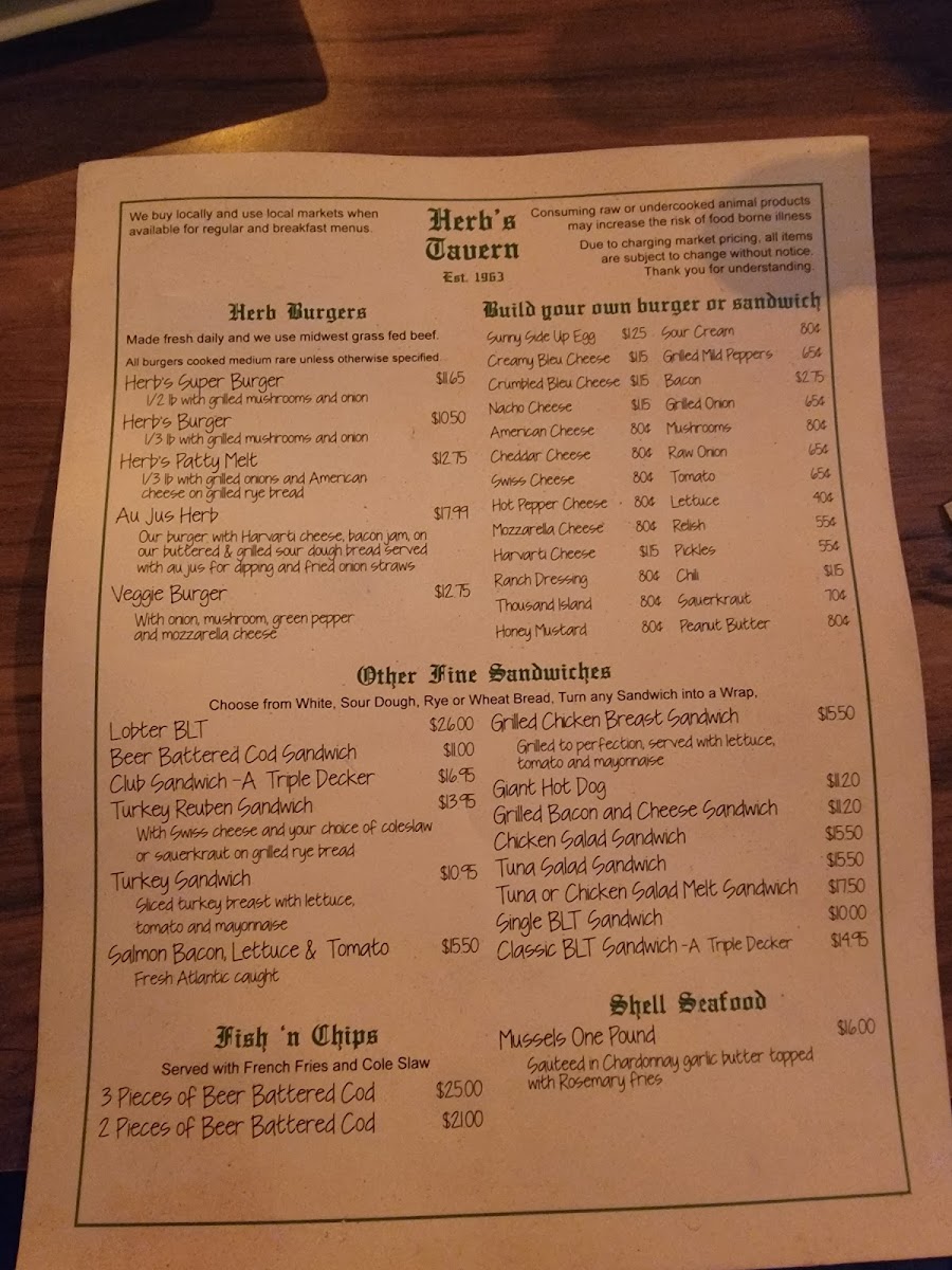 Menu Herb's Tavern-2
