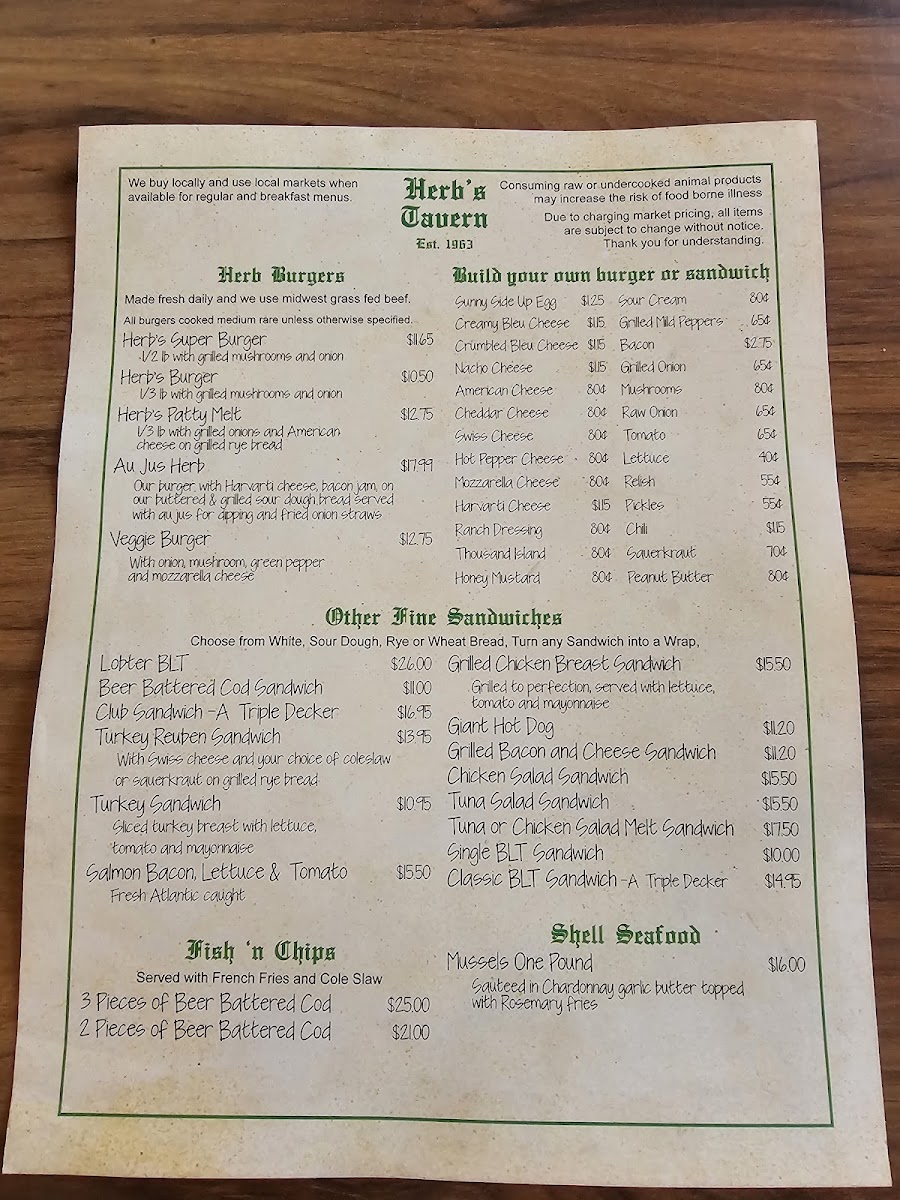 Menu Herb's Tavern-4