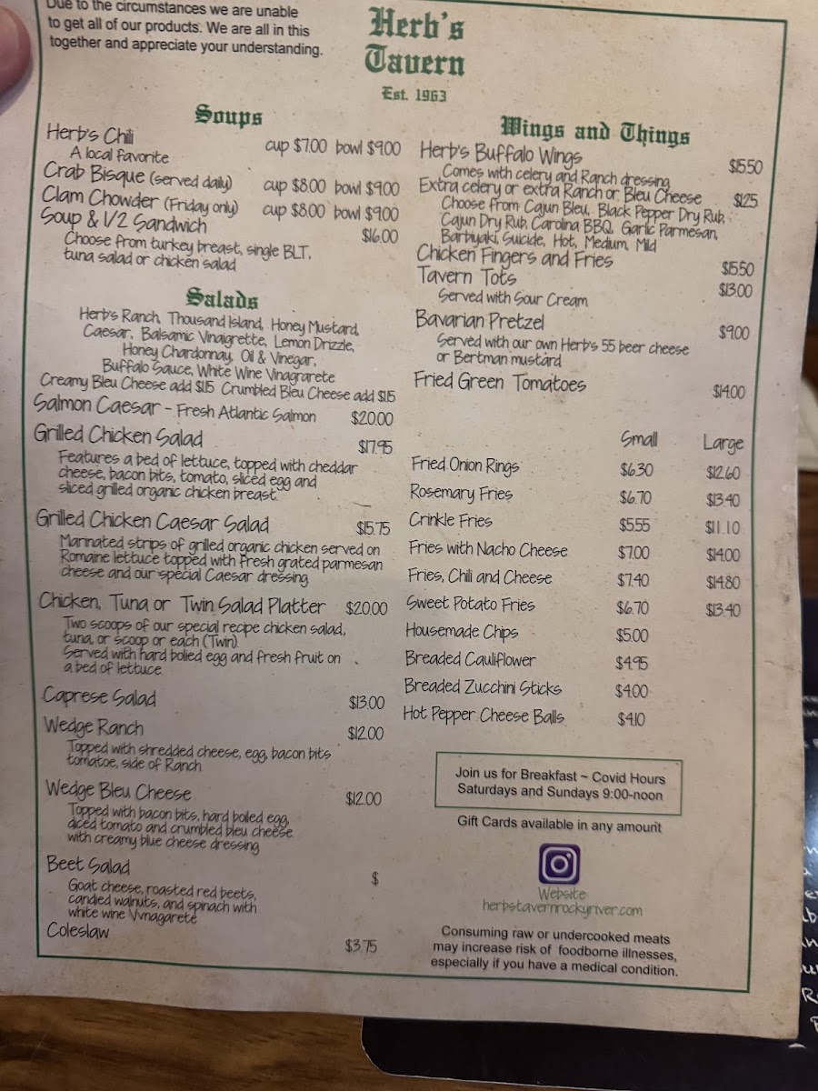 Menu Herb's Tavern-7