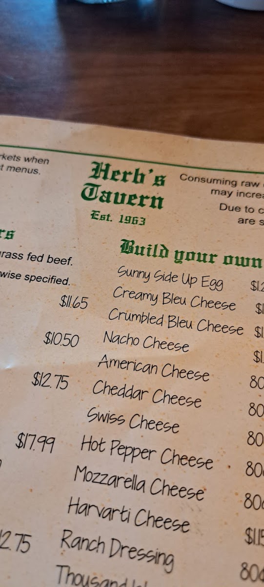 Menu Herb's Tavern-9