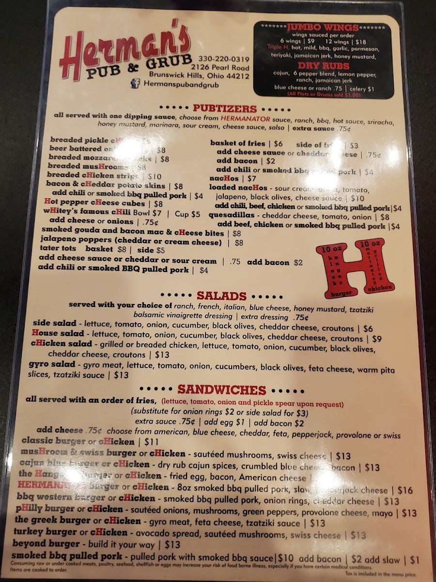 Menu Herman's Pub And Grub-2