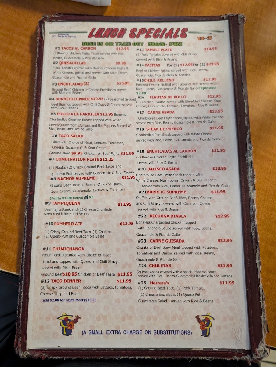 Menu Herrera's Mexican Restaurant #2-1